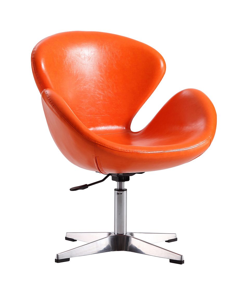 AC038-TR Raspberry Tangerine & Polished Chrome Faux Leather Adjustable Swivel Chair, 34.3-39.4 x 28.7 x 24.8 in -  Manhattan Comfort