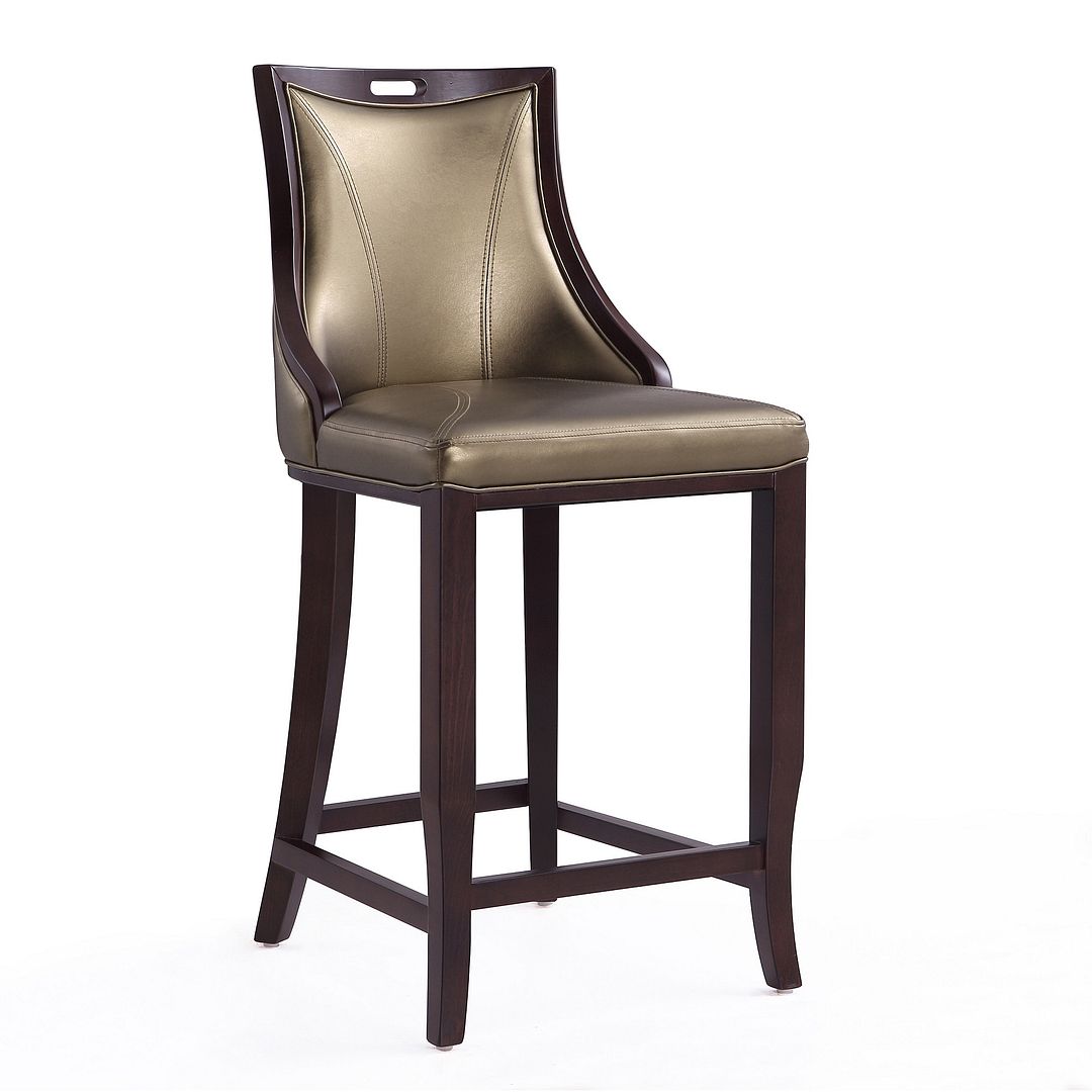 Emperor Bronze & Walnut Beech Wood Bar Stool, 41 x 19 x 22.5 in.