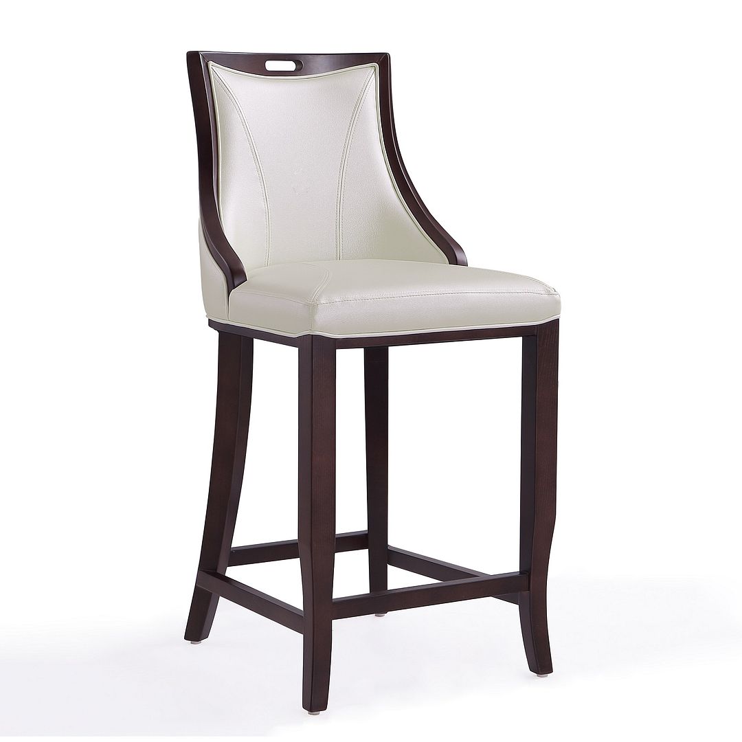 Emperor Pearl White & Walnut Beech Wood Bar Stool, 41 x 19 x 22.5 in.