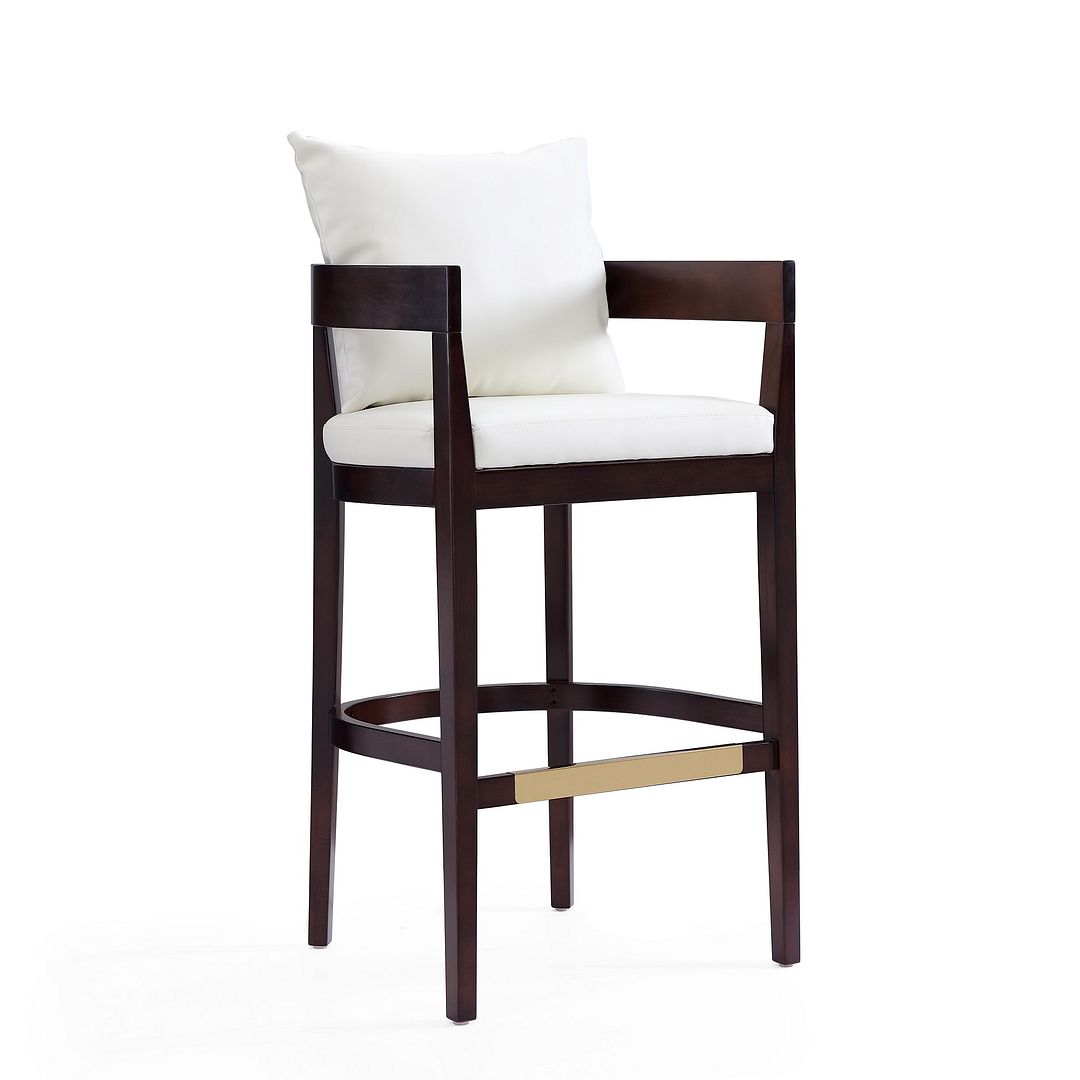 BS013-IV Ritz Ivory & Dark Walnut Beech Wood Barstool, 38 x 22 x 22 in.