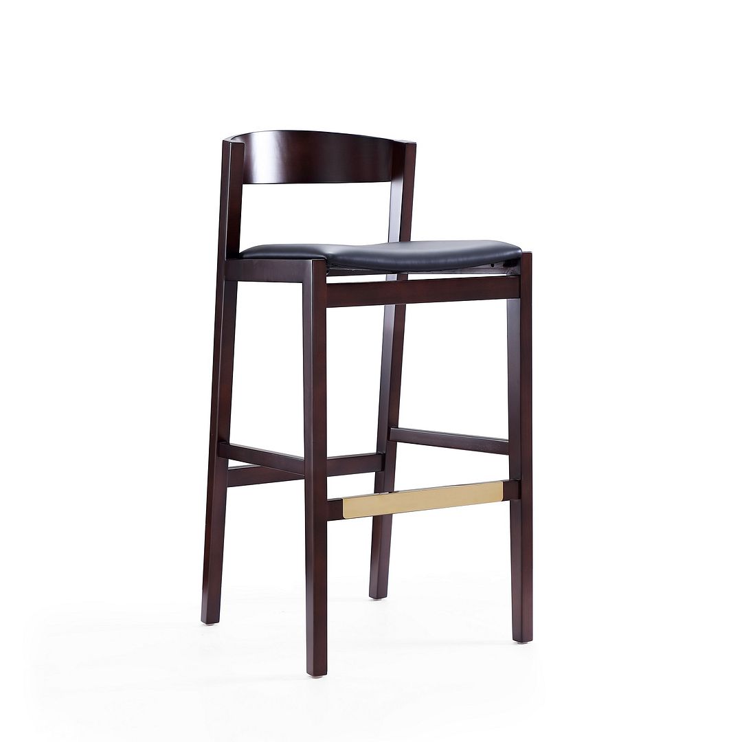 Klismos Black & Dark Walnut Beech Wood Barstool, 40.75 x 20 x 20.5 in.