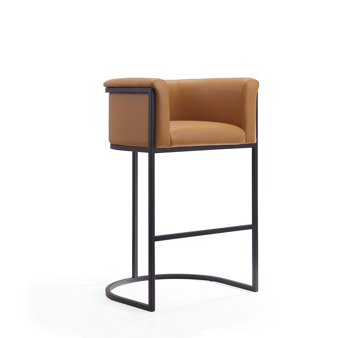 Cosmopolitan Camel & Black Metal Barstool, 37.8 x 23.7 x 21 in.