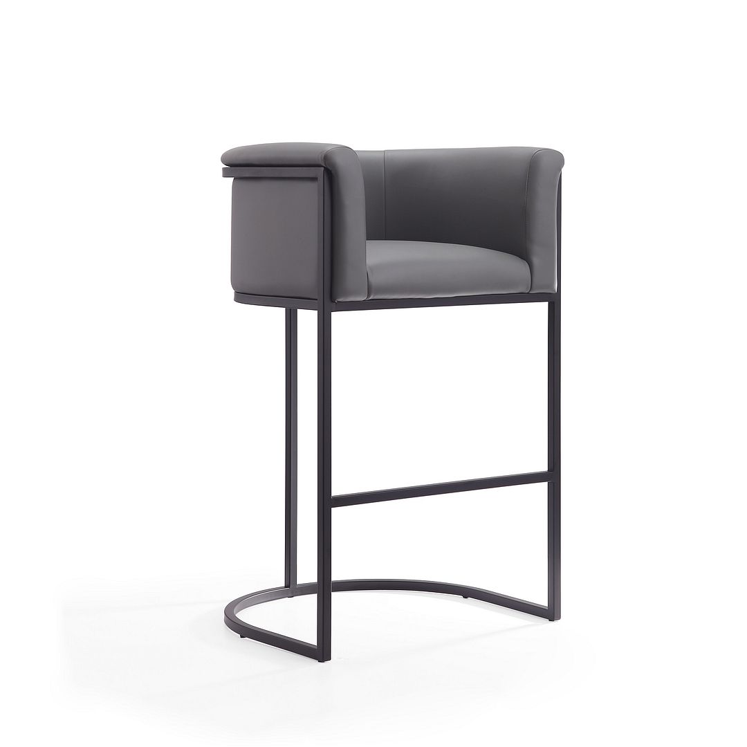 Cosmopolitan Grey & Black Metal Barstool, 37.8 x 23.7 x 21 in.