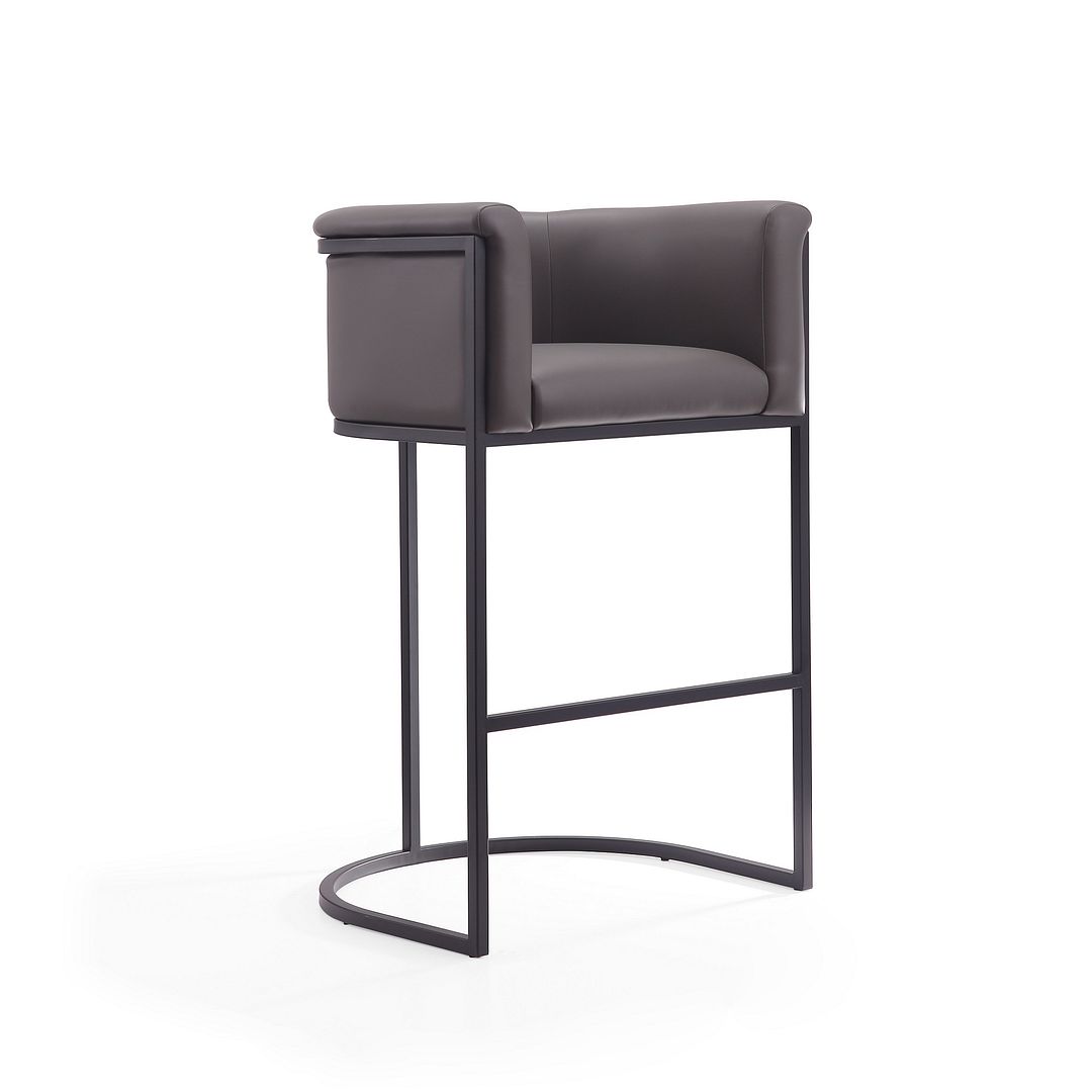 Cosmopolitan Pebble & Black Metal Barstool, 37.8 x 23.7 x 21 in.