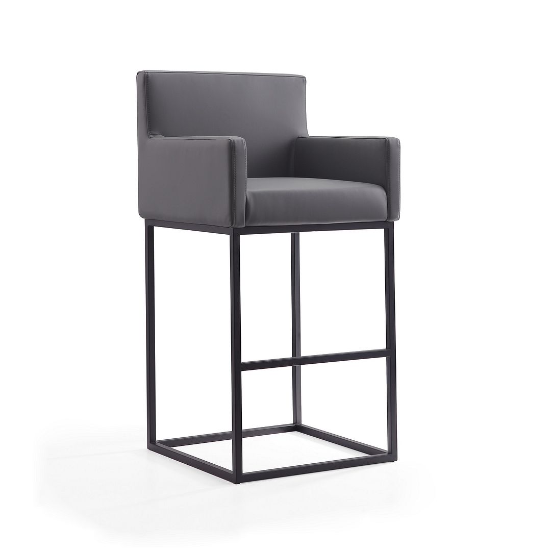 Ambassador Grey & Black Metal Barstool, 42 x 21 x 20.5 in.