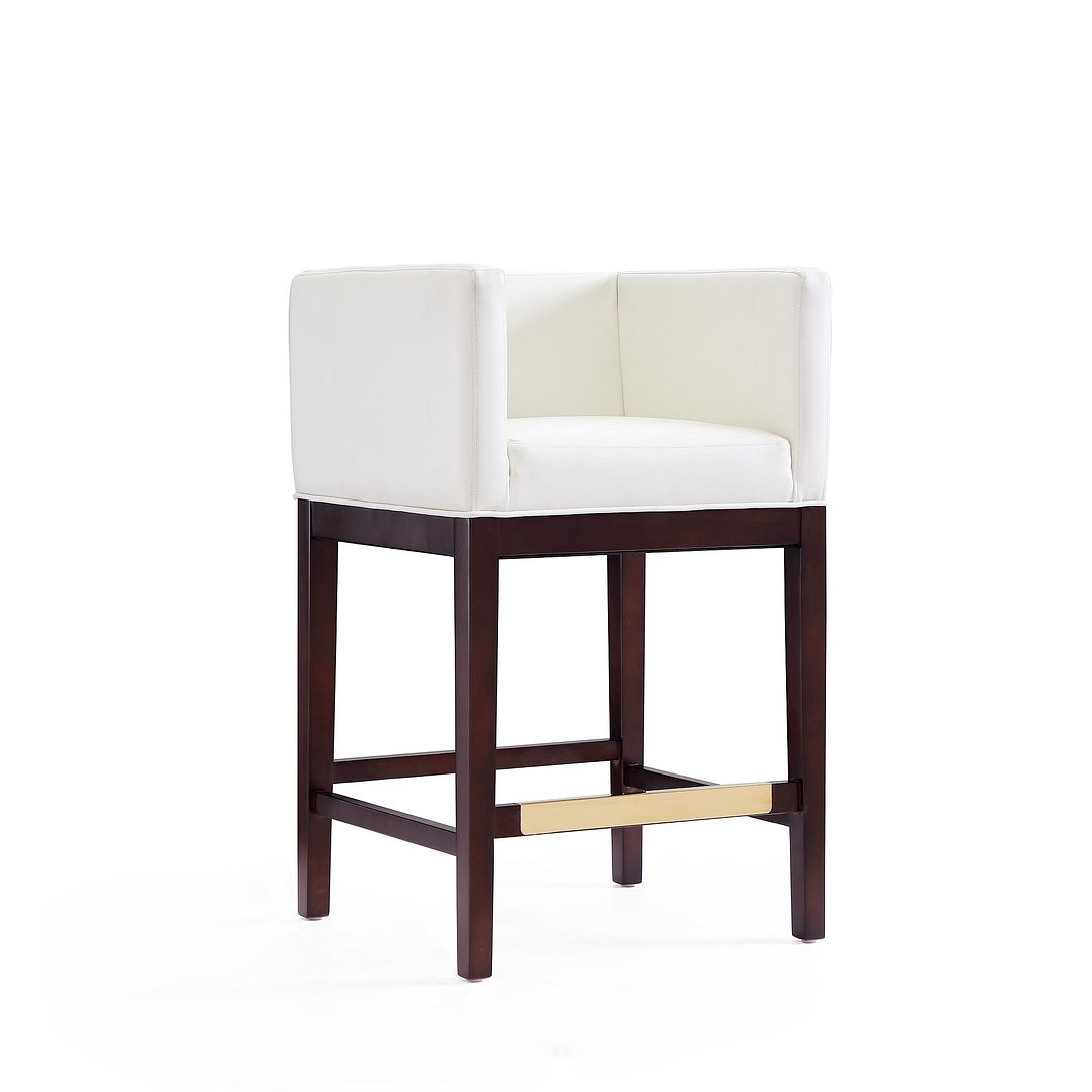 CS005-IV Kingsley Ivory & Dark Walnut Beech Wood Counter Height Bar Stool, 34 x 21 x 19.5 in.