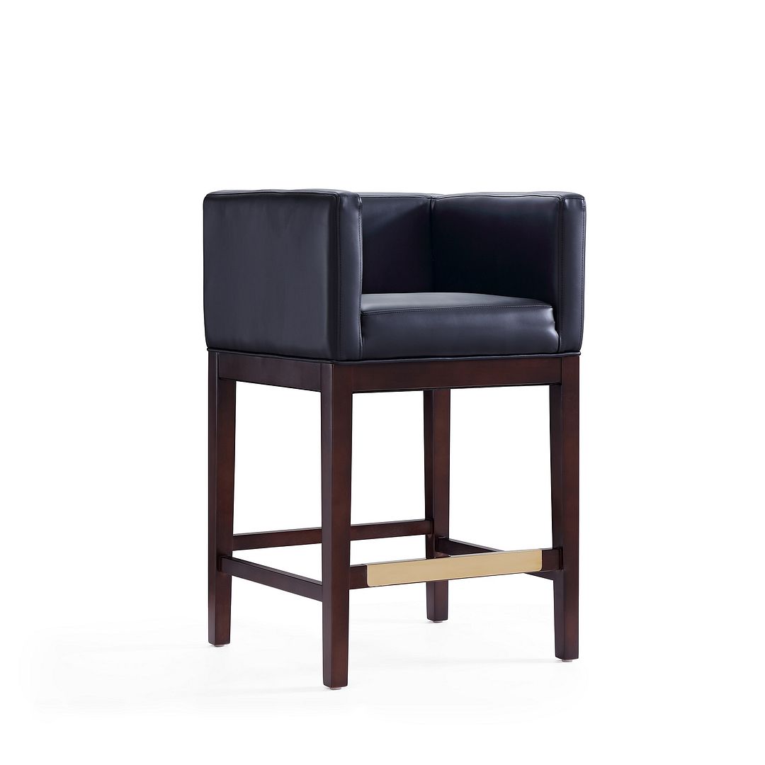 CS005-BK Kingsley Black & Dark Walnut Beech Wood Counter Height Bar Stool, 34 x 21 x 19.5 in.