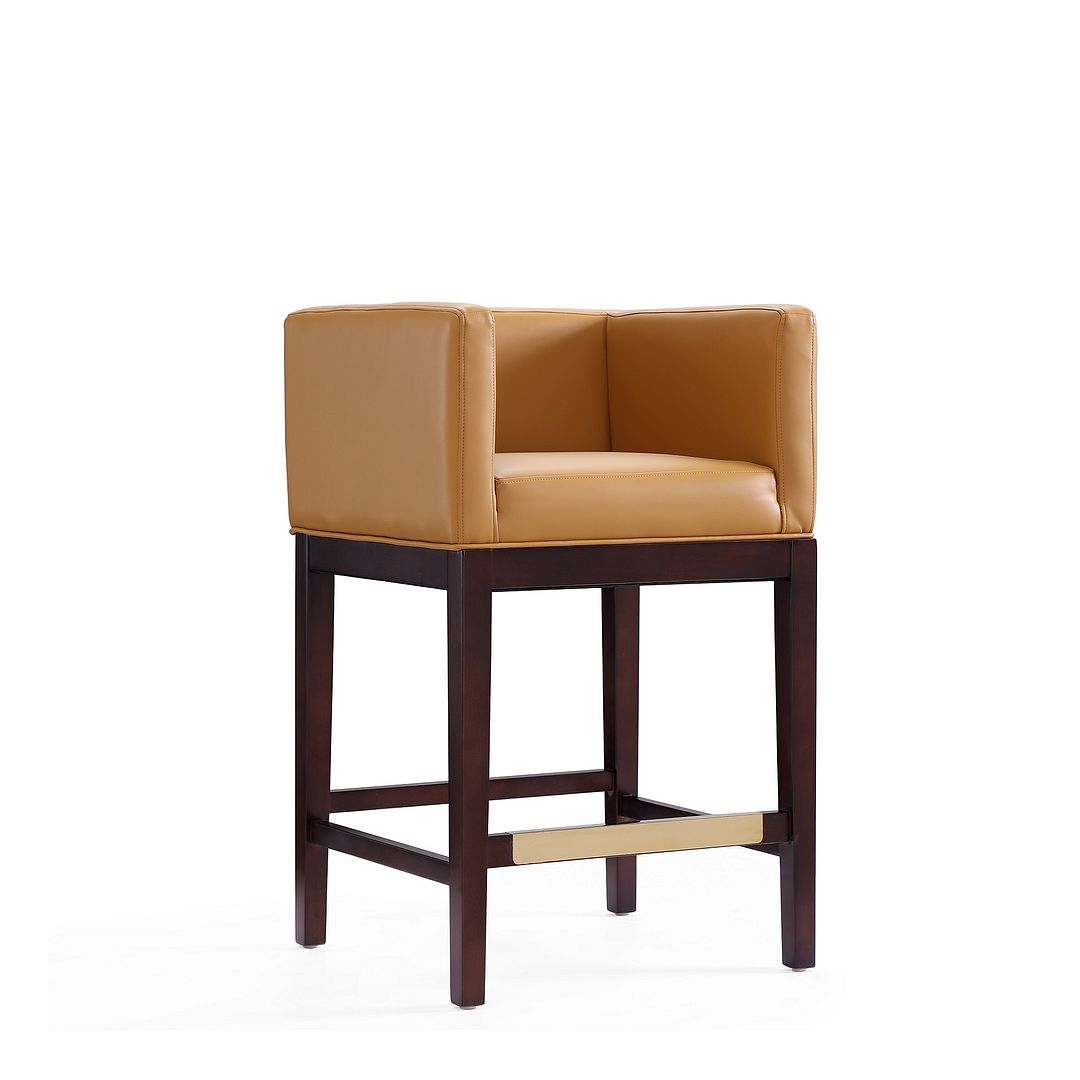 CS005-CL Kingsley Camel & Dark Walnut Beech Wood Counter Height Bar Stool, 34 x 21 x 19.5 in.