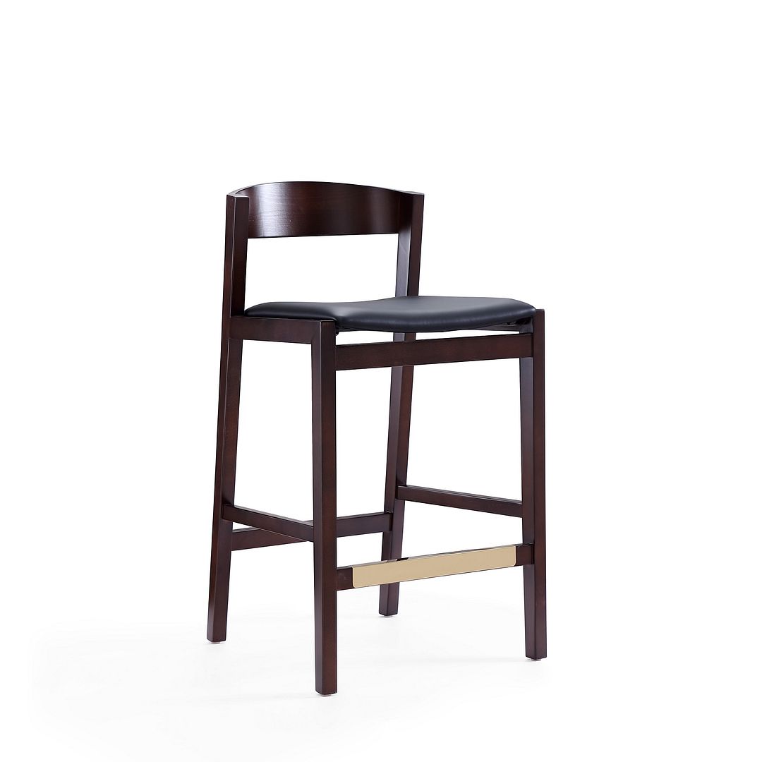 CS007-BK Klismos Black & Dark Walnut Beech Wood Counter Height Bar Stool, 34 x 22 x 22 in.