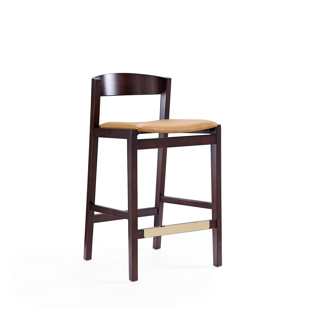 CS007-CL Klismos Camel & Dark Walnut Beech Wood Counter Height Bar Stool, 36.75 x 20 x 20.5 in.