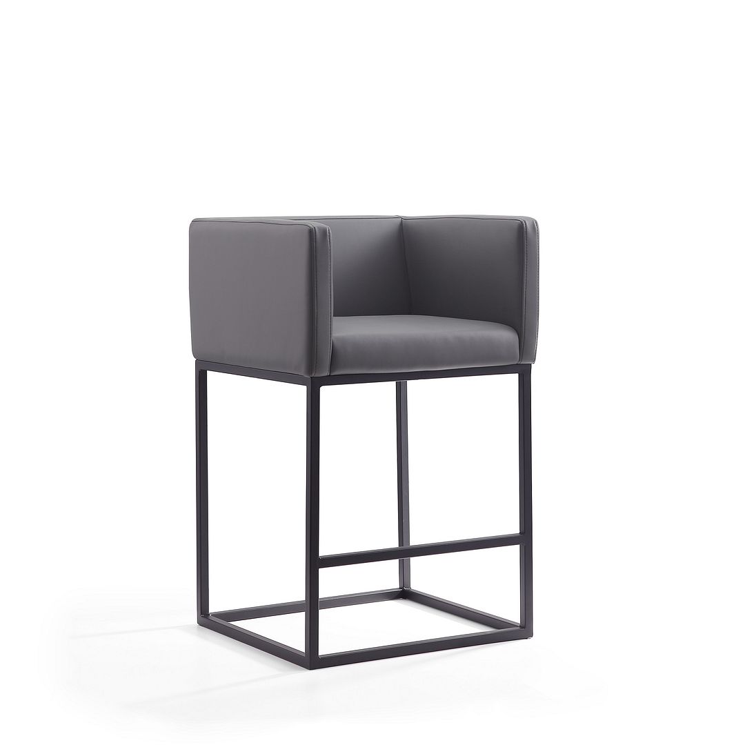 Embassy Grey & Black Metal Counter Height Bar Stool, 34 x 20.5 x 21 in.