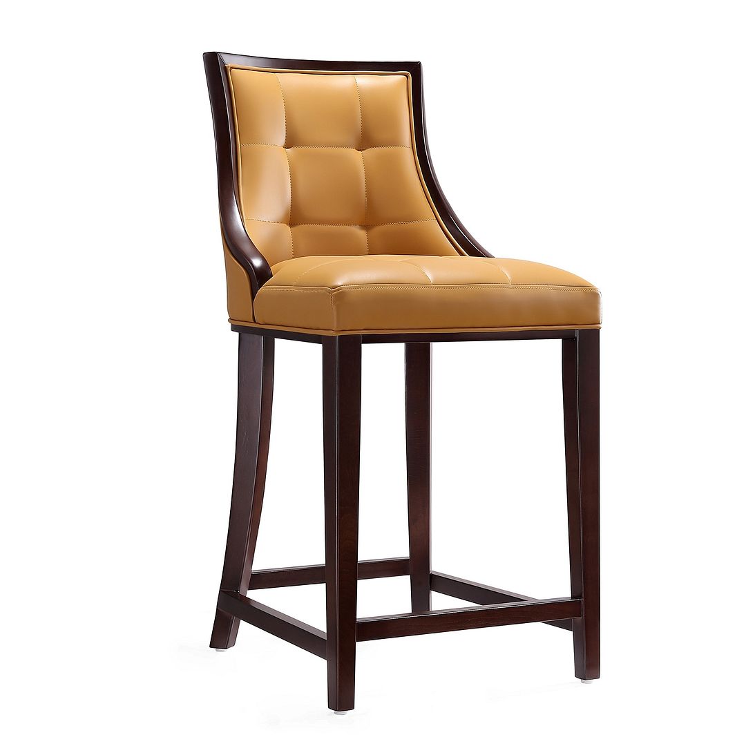 CS012-CL Fifth Ave Camel & Dark Walnut Beech Wood Counter Height Bar Stool, 39.5 x 19 x 22.5 in.