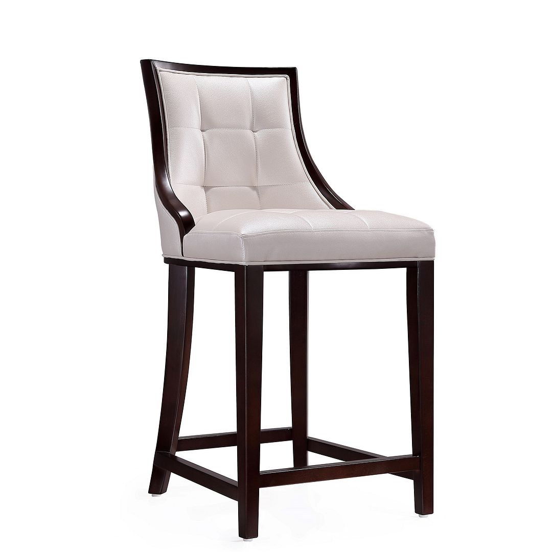 CS012-PW Fifth Ave White & Walnut Beech Wood Counter Height Bar Stool, 39.5 x 19 x 22.5 in.