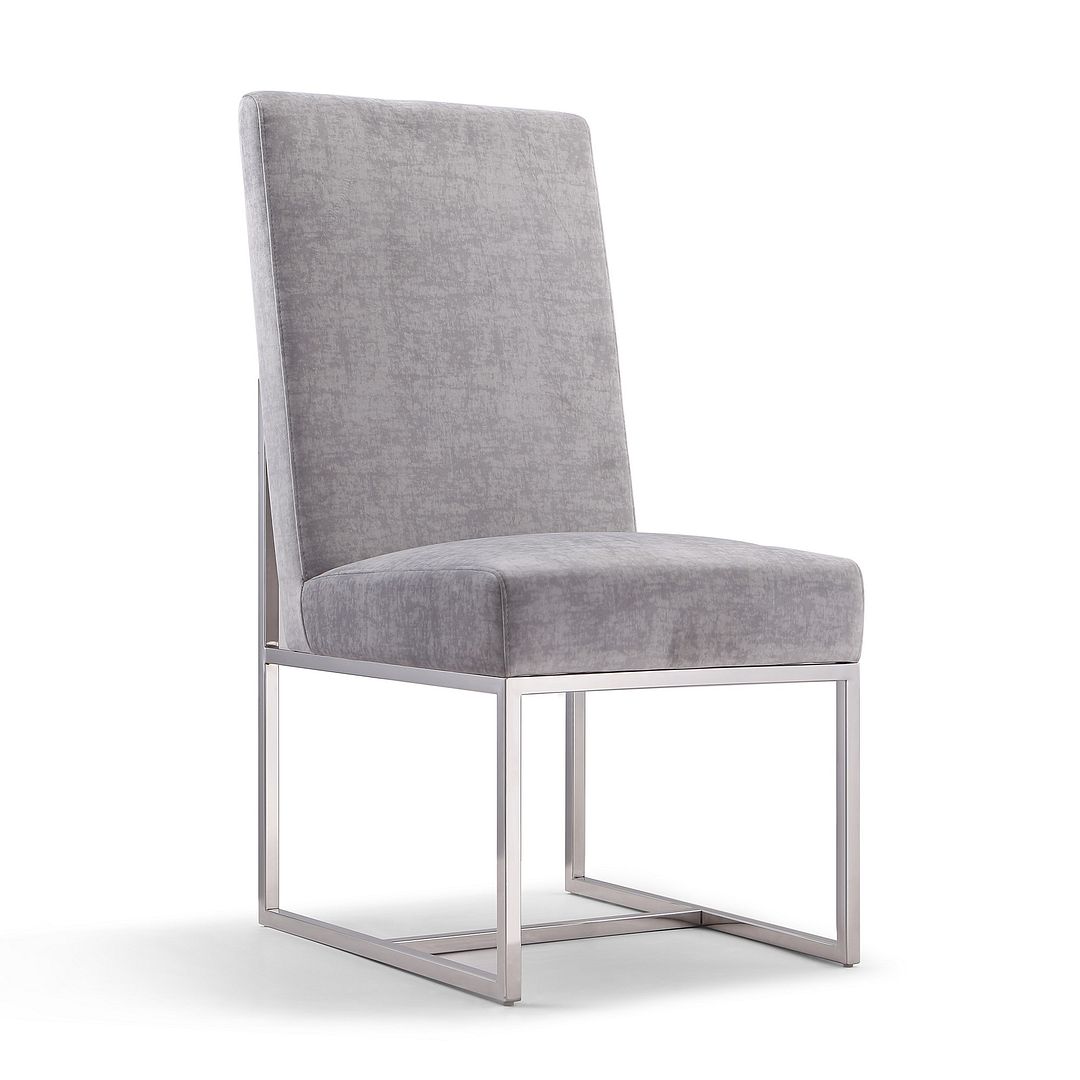 Element Grey Velvet Dining Chair, 41.54 x 19.68 x 26.26 in.
