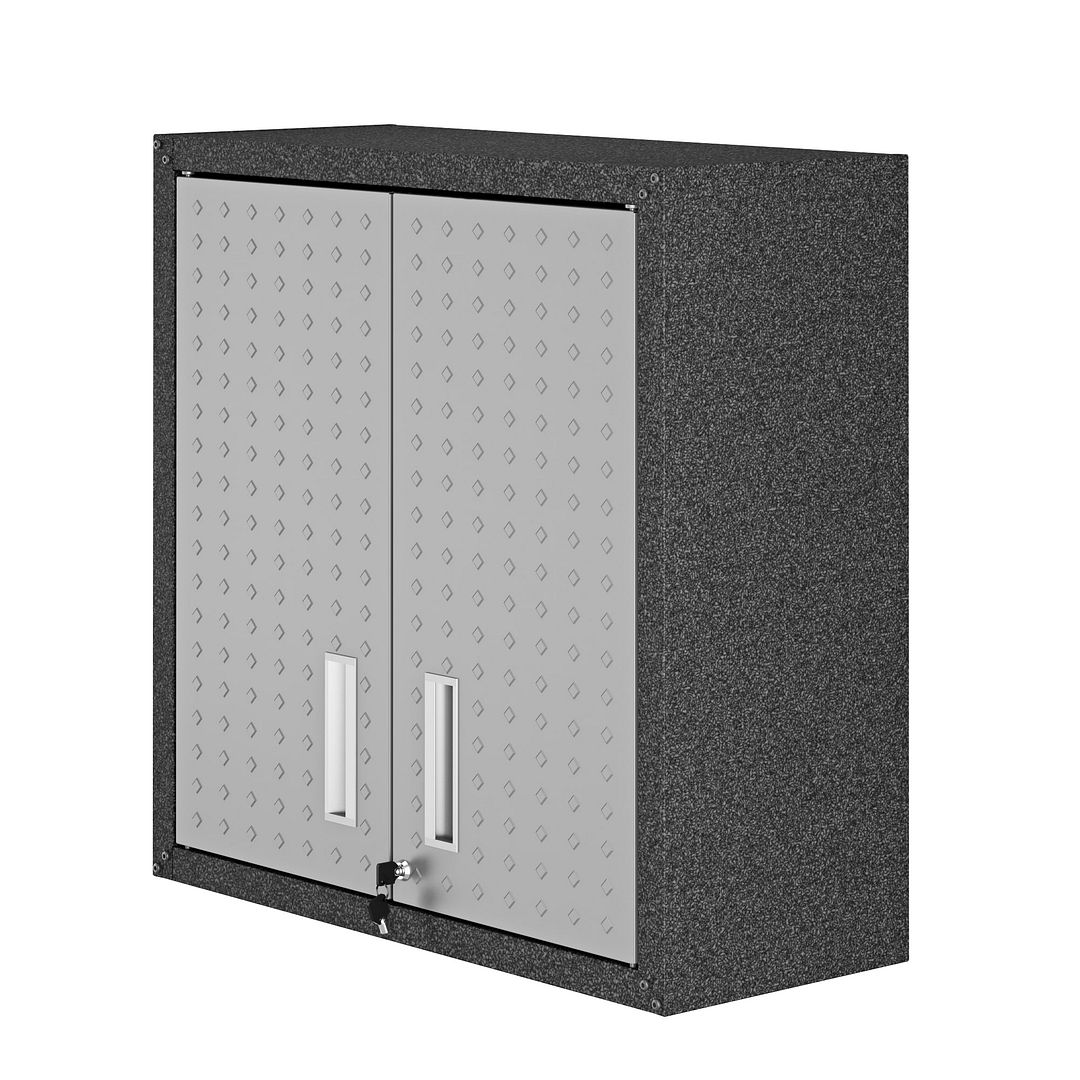Fortress Floating Textured Metal Garage Cabinet with Adjustable Shelves in Grey, 30.3 x 30 x 12.5 in.