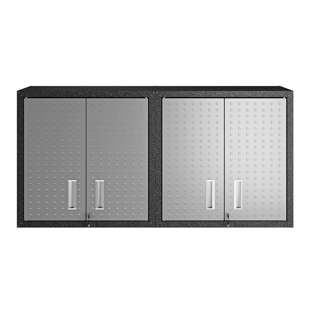 2-5GMC Fortress Floating Textured Metal Garage Cabinet with Adjustable Shelves in Grey, 30.3 x 30 x 12.5 in. - Set of 2 -  Manhattan Comfort