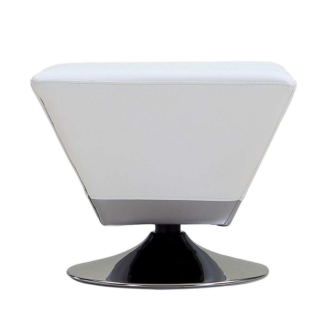 Diamond White & Polished Chrome Swivel Ottoman, 15.7 x 19.7 x 19.7 in.