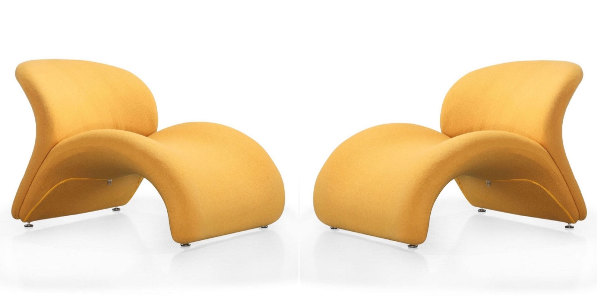 2-AC013-YL Rosebud Yellow Wool Blend Accent Chair, 26 x 30.3 x 34.6 in. - Set of 2