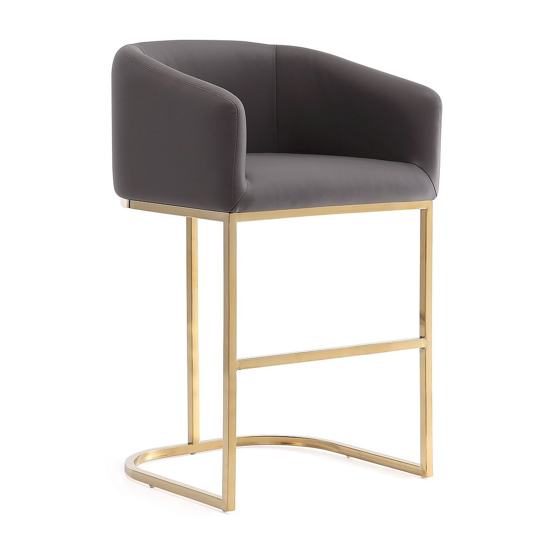 BS016-GY Louvre Grey & Black Stainless Steel Barstool, 40 x 21 x 20 in.