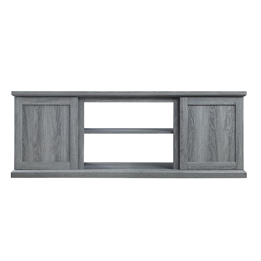 60 in. Franklin TV Stand with 2 Doors & Open Shelves, Grey