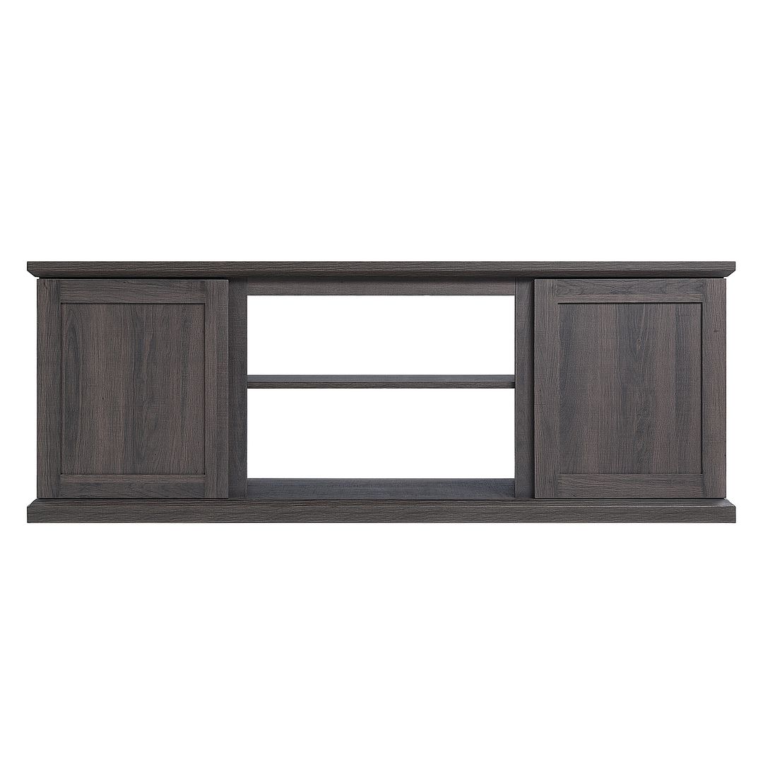 TVFP3-BR 60 in. Franklin TV Stand with 2 Doors & Open Shelves, Heavy Brown -  Manhattan Comfort