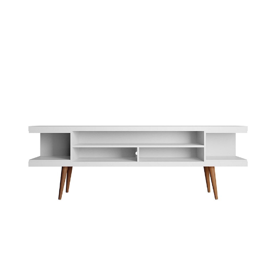 70.47 in. Utopia TV Stand with Splayed Wooden Legs & 4 Shelves, White