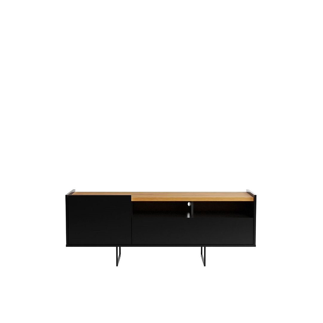 53.14 in. Winston TV Stand with 4 Shelves, Black & Cinnamon