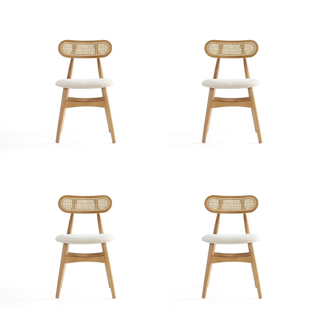 2-DCCA02-OM Colbert Dining Chair with Oatmeal Upholstered Seating, Nature & Cane - Set of 4