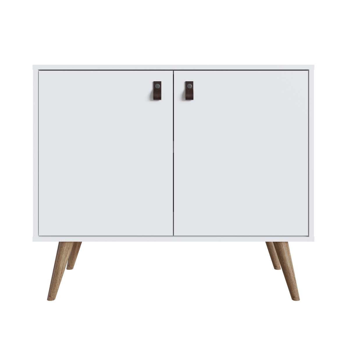 307GFX1 32.8 x 15.2 x 30.3 in. Amber Mid-Century Modern Eucalyptus Wood Accent Cabinet, White