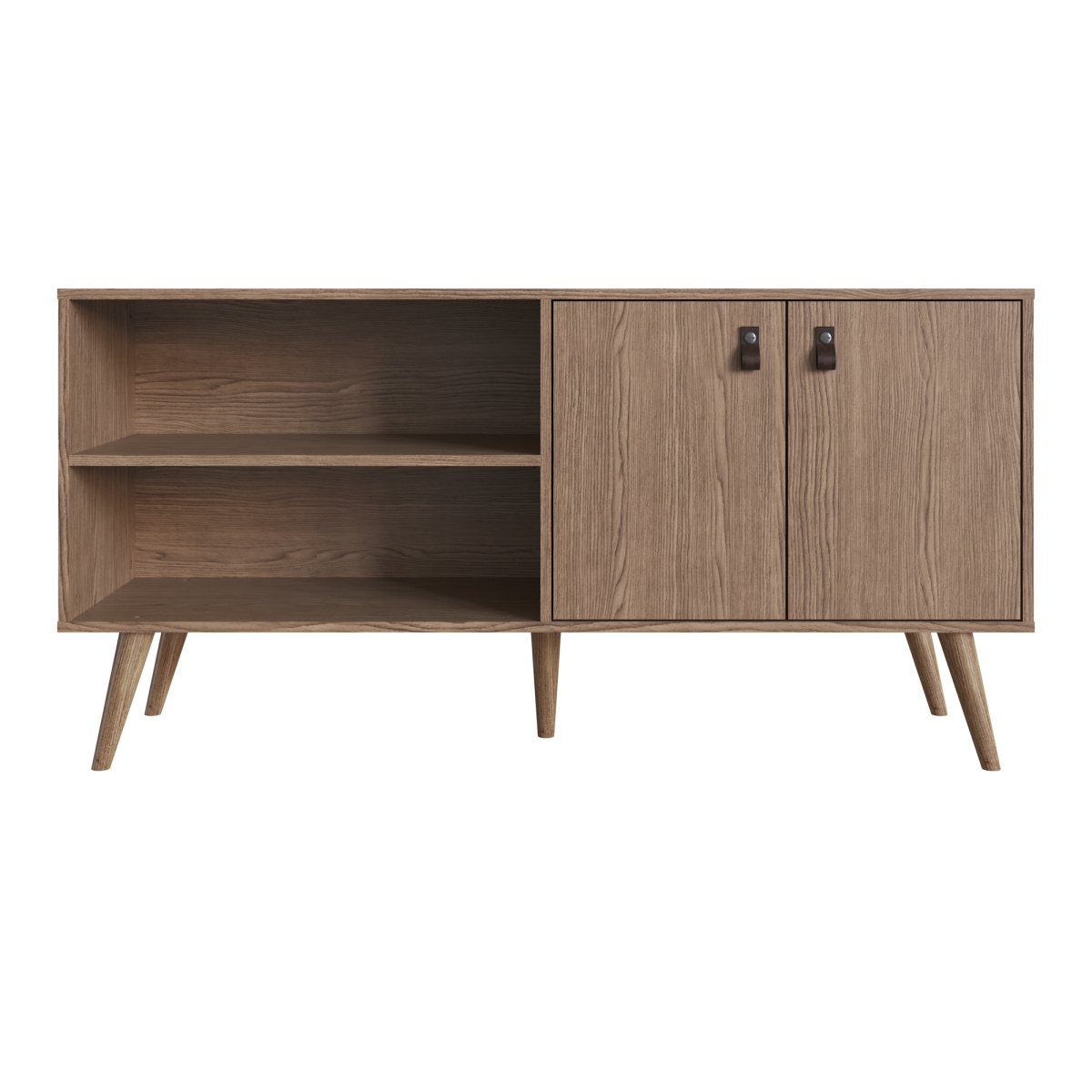 308GFX4 53.7 x 15.3 x 26.8 in. Amber Mid-Century Modern Eucalyptus Wood TV Stand, Natural