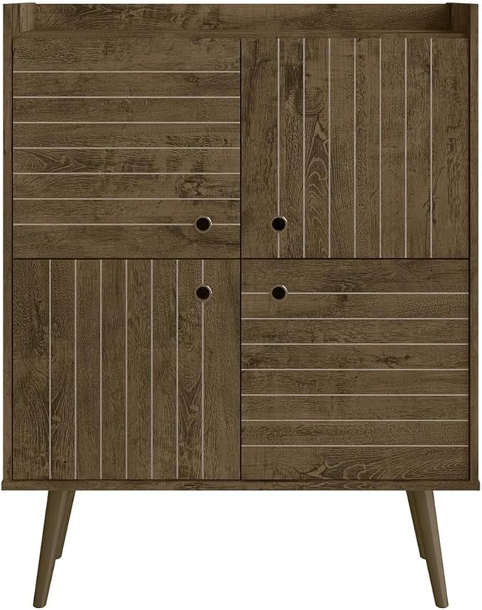 255BMC9 35.43 x 14.17 x 45.5 in. Bogart Mid-Century Modern MDP Accent Cabinet, Rustic Brown
