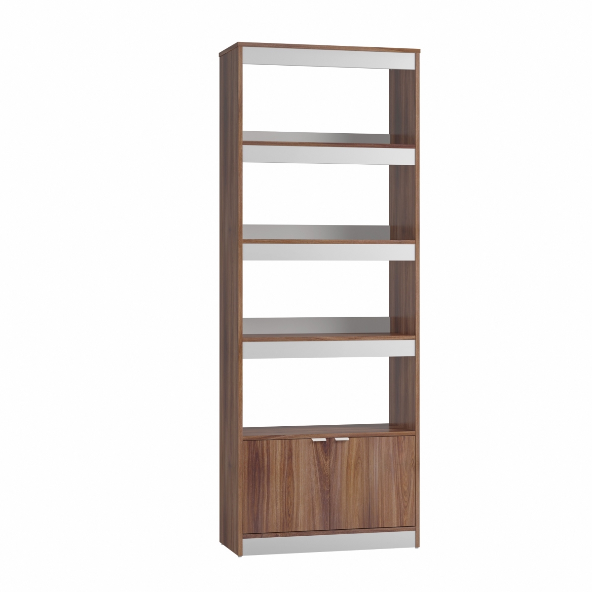 BC-316AMC192 26.57 x 13.77 x 71.65 in. Ratzer Mid-Century Modern MDP Bookcase Cabinet, Brown & White - 13.11 in.