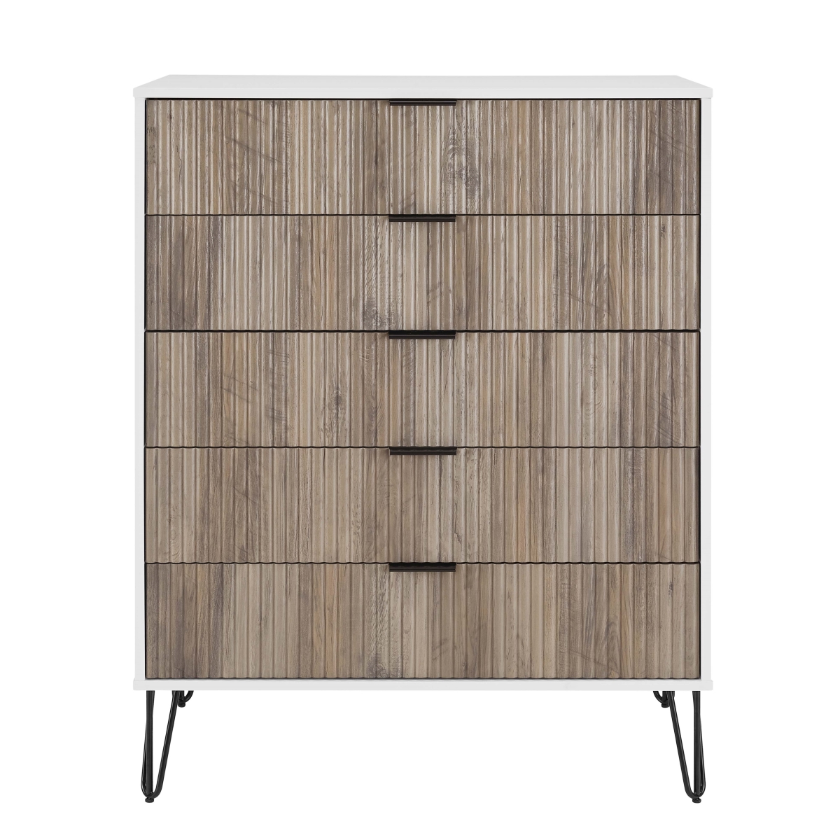 DR002-WG 35.19 x 22.04 x 44.64 in. Dumbo Modern MDF Chest, Rustic Gray & White