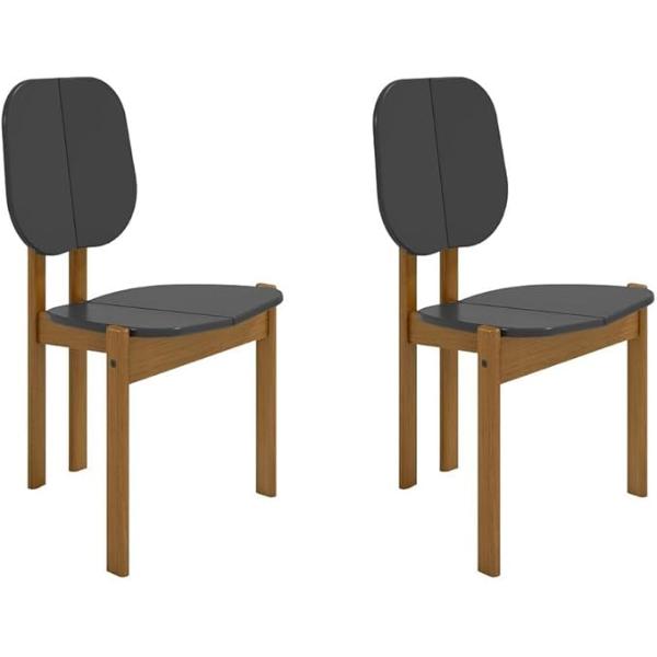 DC-83938-BK 20.19 x 20.15 x 36.02 in. Gales Mid-Century Modern MDF Wood Composite Dining Chair, Black - Set of 2