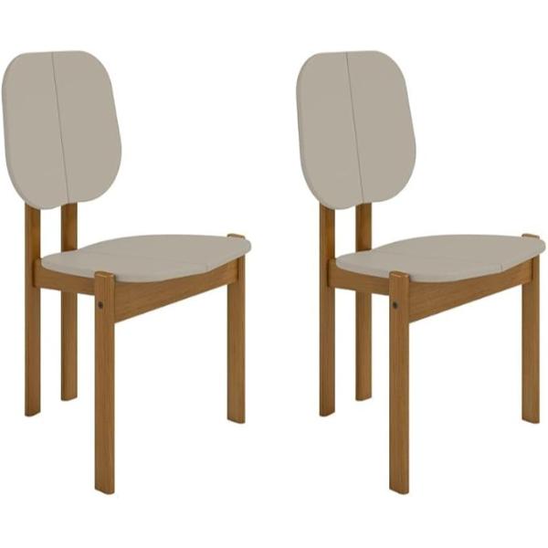 DC-83938-OW 20.19 x 20.15 x 36.02 in. Gales Mid-Century Modern MDF Wood Composite Dining Chair, Greige - Set of 2