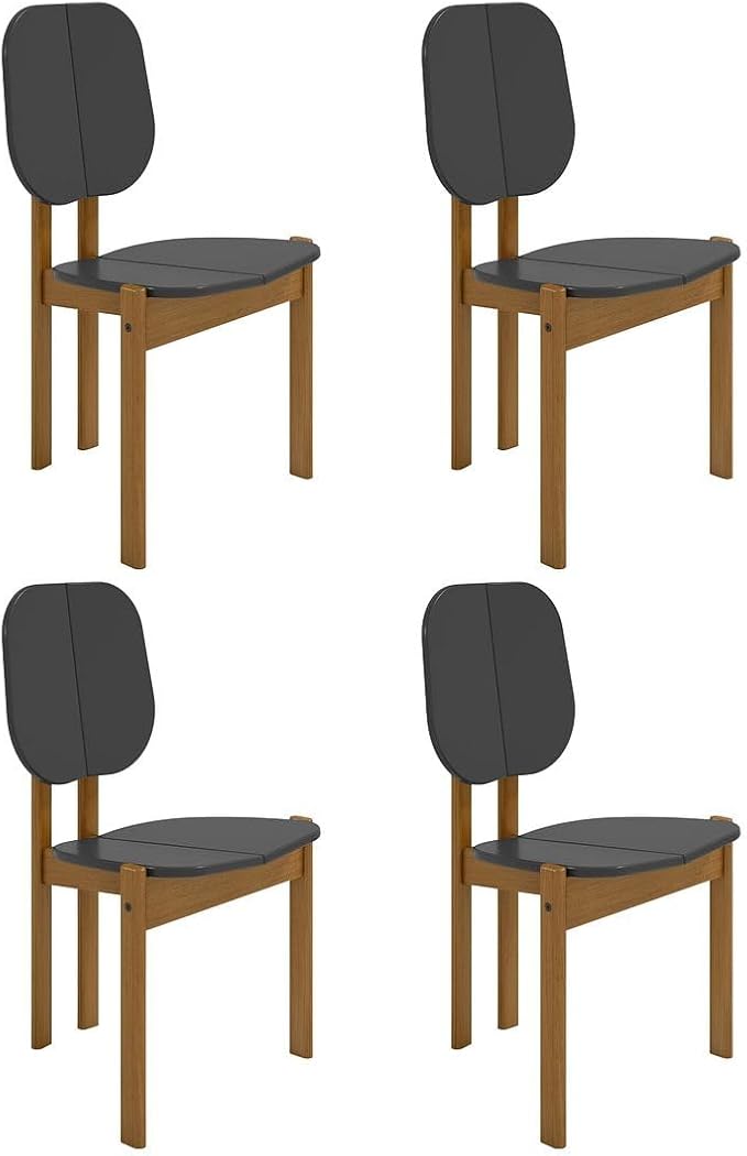 2-DC-83938-BK 20.19 x 20.15 x 36.02 in. Gales Mid-Century Modern MDF Wood Composite Dining Chair, Black - Set of 4
