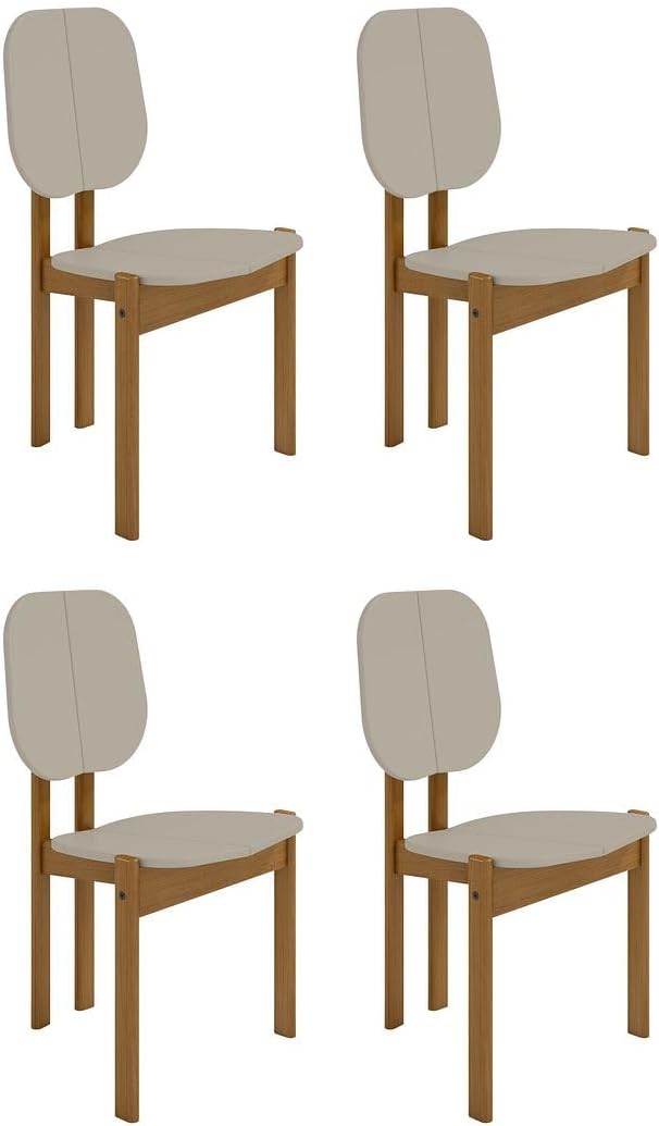 2-DC-83938-OW 20.19 x 20.15 x 36.02 in. Gales Mid-Century Modern MDF Wood Composite Dining Chair, Greige - Set of 4
