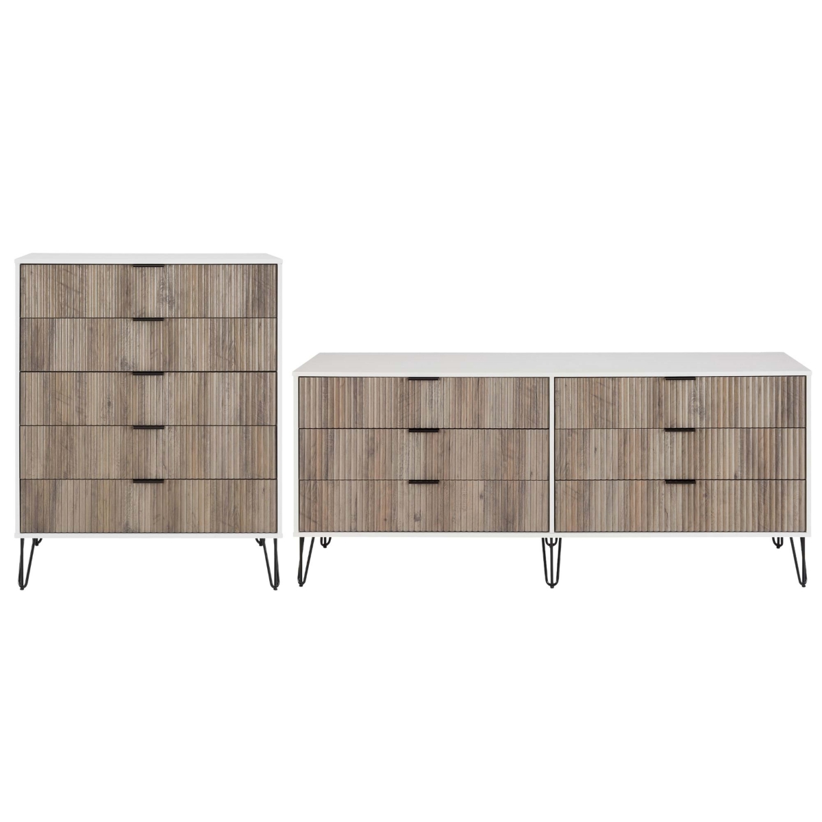 2-DB03-WG 69.68 x 44.64 in. Dumbo Modern MDF Dresser Set, Rustic Gray & White - 2 Piece