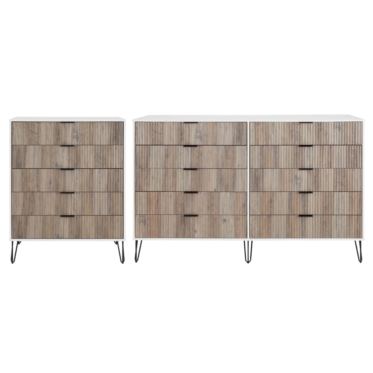 2-DB04-WG 69.68 x 22.04 x 44.64 in. Dumbo Modern MDF Dresser Set, Rustic Gray & White - 2 Piece
