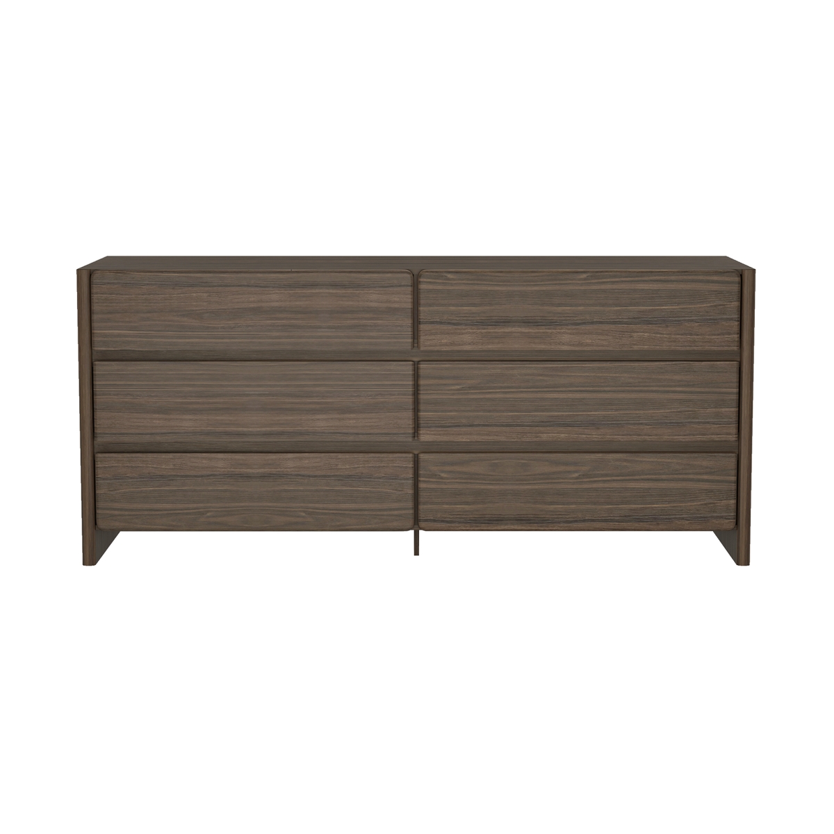 DR011-BR 72 x 20.1 x 32 in. Linda Modern 6-Drawer MDP Dresser, Walnut Brown