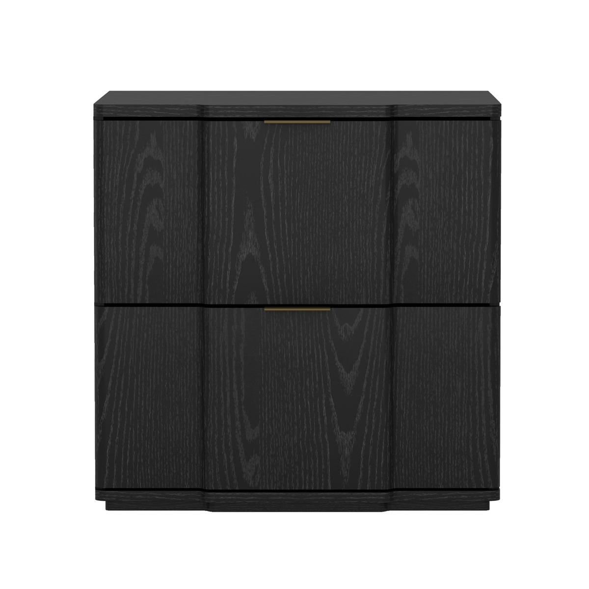 NS1560-2 22 x 18.1 x 22.1 in. Clive Mid-Century Modern 2-Drawer MDF Nightstand, Black & Gold