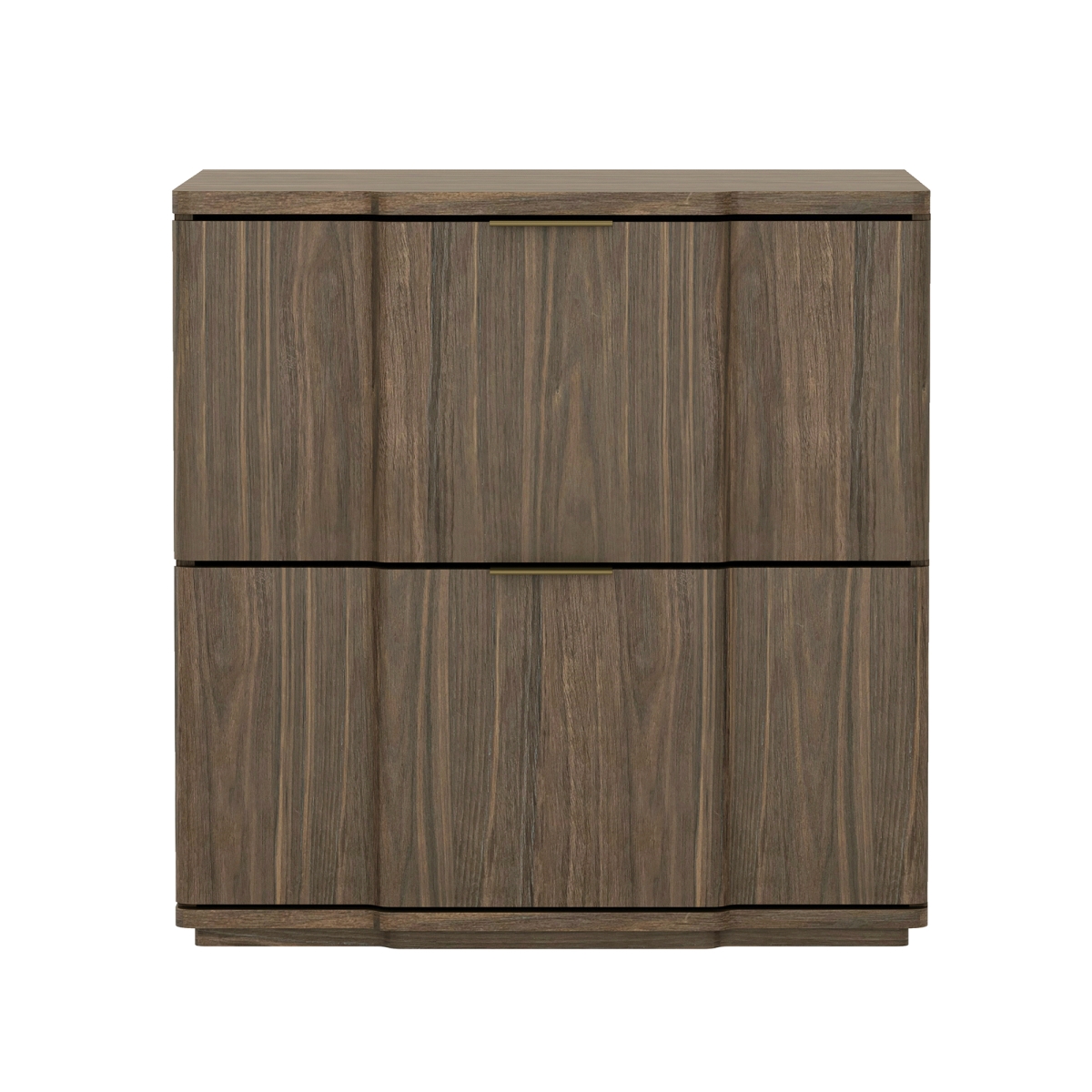 NS1560-3 22 x 18.1 x 22.1 in. Clive Mid-Century Modern 2-Drawer MDF Nightstand, Walnut & Gold
