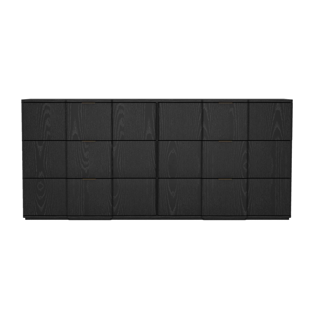 DR1562-2 72 x 18.1 x 32.2 in. Clive Mid-Century Modern 6-Drawer MDF Dresser, Black & Gold