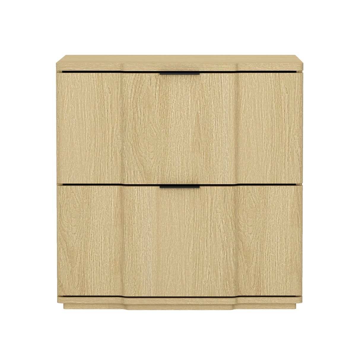 NS1560-4 22 x 18.1 x 22.1 in. Clive Mid-Century Modern 2-Drawer MDF Nightstand, Natural & Black