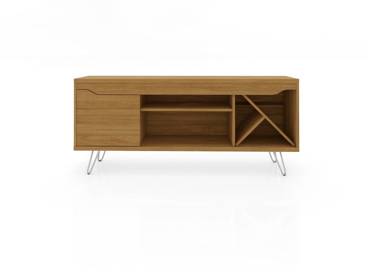 216BMC2 Baxter Mid-Century- Modern TV Stand with Wine Rack in Cinnamon, 23.03 x 53.54 x 14.17 in.