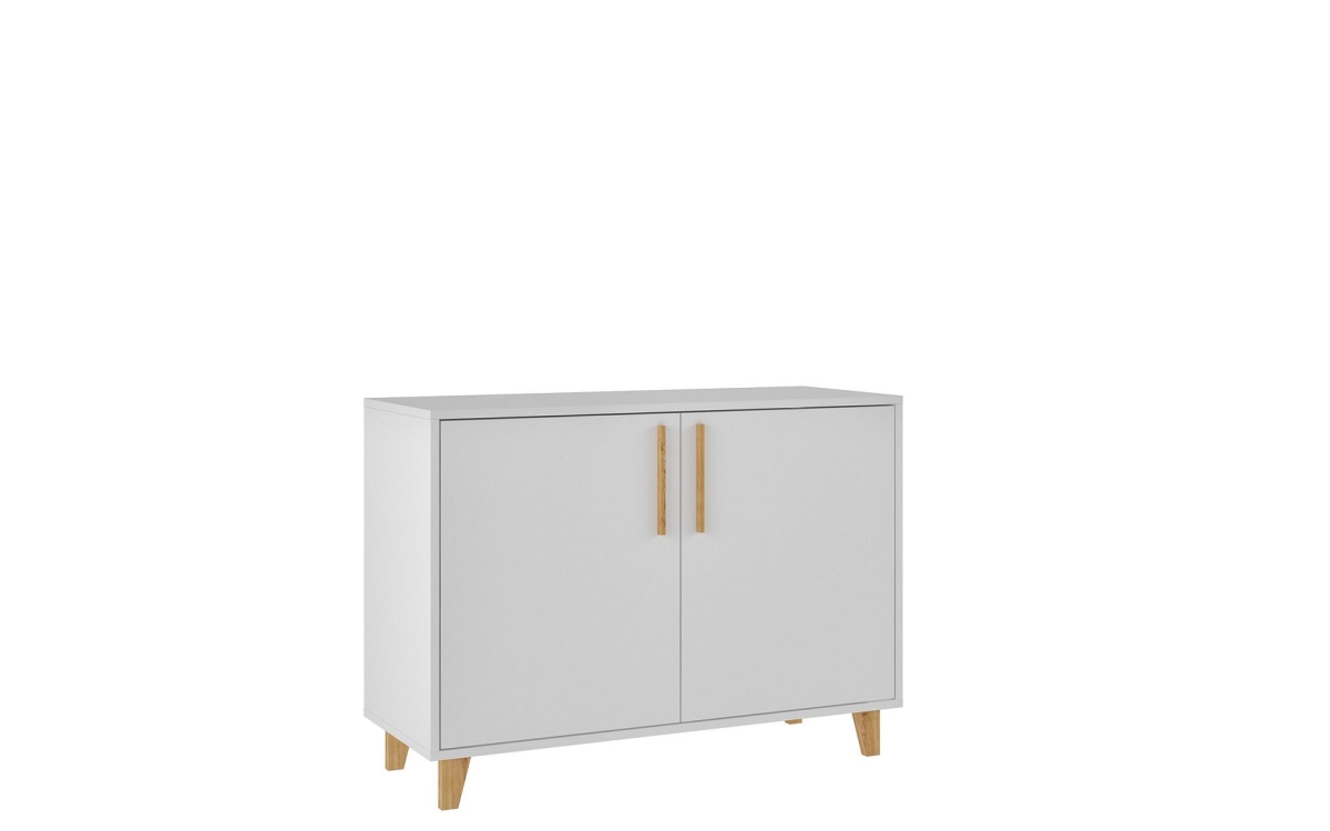 Picture of Manhattan Comfort 158AMC166 Mid-Century - Modern Herald Double Side Cabinet with 2 Shelves in White, 25.79 x 35.43 x 14.17 in.