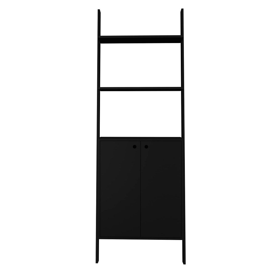 194AMC153 Cooper Ladder Display Cabinet with 2 Floating Shelves in Black, 72.04 x 24.8 x 9.84 in -  Manhattan Comfort