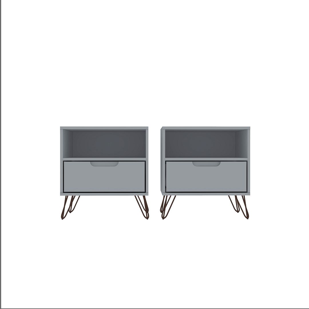 2-101GMC1 Rockefeller 1-Drawer White Nightstand, 21.65 x 20.08 x 17.62 in. - Set of 2