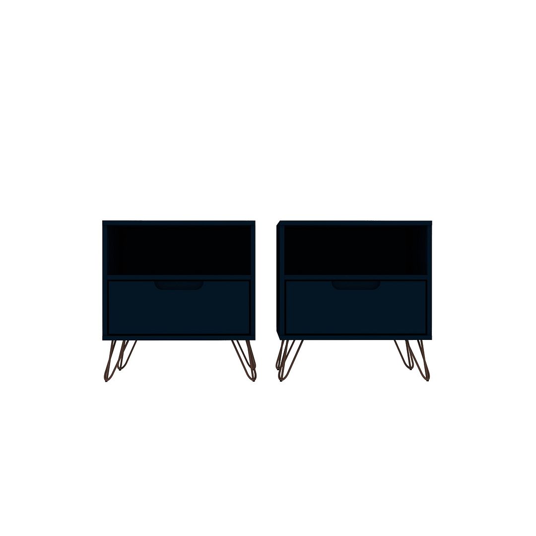 2-101GMC4 Rockefeller 1-Drawer Tatiana Midnight Blue Nightstand, 21.65 x 20.08 x 17.62 in. - Set of 2