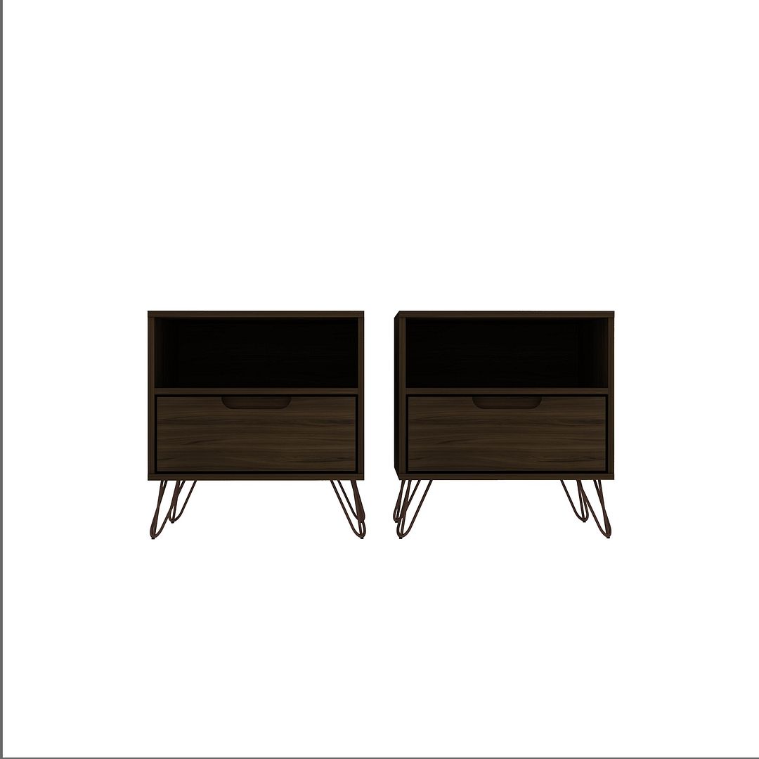 2-101GMC5 Rockefeller 1-Drawer Brown Nightstand, 21.65 x 20.08 x 17.62 in. - Set of 2